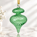 Hand Blown Glass Onion Ornament, Swirl Ribbed Teardrop Christmas Ornament, Egyptian Handmade Glass, Unique Holiday Tree Decoration, Gift