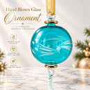 Large Globe Hand Blown Glass Etched Ornament, Artisan Egyptian Glass Christmas Ornament, 14K Gold Accents, Holiday Decor, Unique Gift