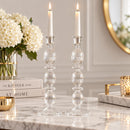 Hand Blown Iridescent Glass Candle Holders Set of 2 Elegant Wedding and Table Decor
