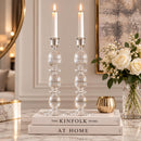 Hand Blown Iridescent Glass Candle Holders Set of 2 Elegant Wedding and Table Decor