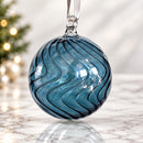 Egyptian Hand Blown Glass Christmas Ornament, Swirl Wave Globe Bauble, Round Artisan Glass Tree Ornament, Unique Holiday Decor
