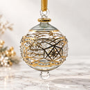 Hand Blown Glass Jeweled Geometric Globe Ornament, Starburst Lattice Christmas Ornament, Egyptian Artisan Glass, 14K Gold Accents