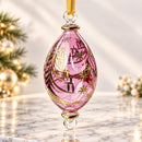 Hand Blown Glass Teardrop Ornament, Christmas Tree & Star Design, Egyptian Handmade Glass Ornament, Artisan Holiday Tree Decor Oval Ornament