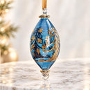 Hand Blown Glass Teardrop Ornament, Christmas Tree & Star Design, Egyptian Handmade Glass Ornament, Artisan Holiday Tree Decor Oval Ornament
