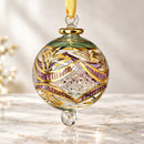 Hand Blown Glass Globe Ornament, Etched Geometric Starburst Design, Egyptian Handmade Christmas Ornament, Artisan Glass Holiday Decor