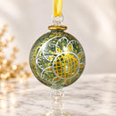 Small Hand Blown Glass Globe Ornament, Hand Painted Floral Design, Egyptian Handmade Christmas Ornament, Mini Artisan Glass Tree Decor