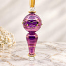 Hand Blown Glass Finial Ornament, Wavy Design Christmas Bauble, Egyptian Glass Drop Ornament, Artisan Holiday Decor, Unique Christmas Gift