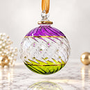 Hand Blown Glass Globe Ornament, Jeweled Dot & Swirl Design, Egyptian Handmade Christmas Ornament, Artisan Glass Holiday Tree Decor