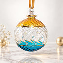 Hand Blown Glass Globe Ornament, Jeweled Dot & Swirl Design, Egyptian Handmade Christmas Ornament, Artisan Glass Holiday Tree Decor