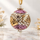 Egyptian Hand Blown Glass Christmas Ornament, Hand Painted Globe Bauble, Geometric Starburst Design, Artisan Holiday Tree Decoration