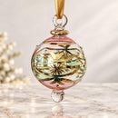 Hand Blown Glass Floral Globe Ornament, Egyptian Christmas Ornament, 14K Gold Accents, Artisan Glass Holiday Decor, Unique Gift