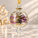 Hand Blown Glass Floral Globe Ornament, Egyptian Christmas Ornament, 14K Gold Accents, Artisan Glass Holiday Decor, Unique Gift