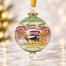 Hand Blown Glass Christmas Ornament, Ornate Leaf Globe Ornament, Egyptian Handmade Glass Bauble, Artisan Holiday Decor Unique Christmas Gift
