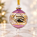 Hand Blown Glass Christmas Ornament, Ornate Leaf Globe Ornament, Egyptian Handmade Glass Bauble, Artisan Holiday Decor Unique Christmas Gift