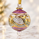 Hand Blown Glass Christmas Ornament, Ornate Leaf Globe Ornament, Egyptian Handmade Glass Bauble, Artisan Holiday Decor Unique Christmas Gift
