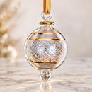 Hand Blown Glass Geometric Globe Ornament, Cut Glass Starburst Christmas Ornament, Egyptian Artisan Glass, 14K Gold Accents, Holiday Decor