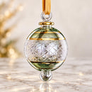 Hand Blown Glass Geometric Globe Ornament, Cut Glass Starburst Christmas Ornament, Egyptian Artisan Glass, 14K Gold Accents, Holiday Decor