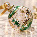 Hand Blown Glass Floral Globe Ornament, Gold Dot & Flower Design, Egyptian Christmas Ornament, 14K Gold Accents, Artisan Holiday Decor