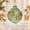 Hand Blown Glass Pine Branch Globe Ornament, Egyptian Christmas Ornament, 14K Gold Accents, Artisan Holiday Decor, Unique Gift