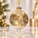 Hand Blown Glass Pine Branch Globe Ornament, Egyptian Christmas Ornament, 14K Gold Accents, Artisan Holiday Decor, Unique Gift