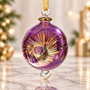 Hand Blown Glass Pine Branch Globe Ornament, Egyptian Christmas Ornament, 14K Gold Accents, Artisan Holiday Decor, Unique Gift