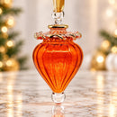 Hand Blown Glass Ribbed Onion Finial Ornament, Sculpted Teardrop Christmas Ornament, Egyptian Artisan Glass, 14K Gold Accents