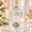 Hand Blown Glass Teardrop Ornament, Ribbed Hot Air Balloon Christmas Ornament, Egyptian Glass Bauble Artisan, Holiday Decor, Christmas Gift