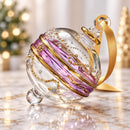 Hand Blown Glass Ornament, Beaded Garland Christmas Bauble Diagonal Swirl Glass Ornament Egyptian Glass Holiday Decor Artisan Christmas Gift
