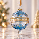 Hand Blown Glass Ornament, Beaded Garland Christmas Bauble Diagonal Swirl Glass Ornament Egyptian Glass Holiday Decor Artisan Christmas Gift