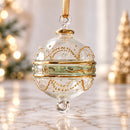 Hand Blown Glass Ornament, Beaded Garland Christmas Bauble Diagonal Swirl Glass Ornament Egyptian Glass Holiday Decor Artisan Christmas Gift