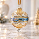 Hand Blown Glass Ornament, Beaded Garland Christmas Bauble Diagonal Swirl Glass Ornament Egyptian Glass Holiday Decor Artisan Christmas Gift
