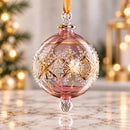 Hand Blown Glass Christmas Ornament, Geometric Star Globe Ornament, Egyptian Handmade Glass Bauble, Artisan Holiday Decor, Christmas Gift
