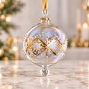Hand Blown Glass Christmas Ornament, Geometric Star Globe Ornament, Egyptian Handmade Glass Bauble, Artisan Holiday Decor, Christmas Gift