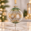 Hand Blown Glass Christmas Ornament, Geometric Star Globe Ornament, Egyptian Handmade Glass Bauble, Artisan Holiday Decor, Christmas Gift