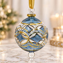 Hand Blown Glass Ornament, Ornate Geometric Lattice Christmas Bauble, Jeweled Floral Holiday Ornament, Egyptian Glass Christmas Decor