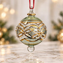 Hand Blown Glass Ornament, Ornate Geometric Lattice Christmas Bauble, Jeweled Floral Holiday Ornament, Egyptian Glass Christmas Decor