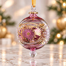 Egyptian Hand Blown Glass Christmas Ornament, Hand Painted Globe Bauble, Gold Detailed Holiday Tree Decor, Artisan Glass Ornament Gift