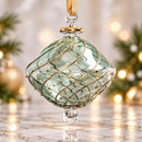 Hand Blown Glass Onion Ornament, Gold Swirl Diamond  Christmas Ornament, Egyptian Artisan Glass, 14K Gold Accents, Handmade Holiday Decor
