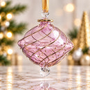 Hand Blown Glass Onion Ornament, Gold Swirl Diamond  Christmas Ornament, Egyptian Artisan Glass, 14K Gold Accents, Handmade Holiday Decor