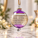 Hand Blown Glass Christmas Ornament, Etched Globe Ornament, Egyptian Handmade Glass Bauble, Artisan Holiday Decor, Unique Christmas Gift