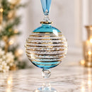 Hand Blown Glass Christmas Ornament, Etched Globe Ornament, Egyptian Handmade Glass Bauble, Artisan Holiday Decor, Unique Christmas Gift