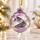 Hand Blown Glass Geometric Lattice Globe Ornament, Starburst Diamond Christmas Ornament, Egyptian Artisan Glass, 14K Gold Accents