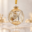 Hand Blown Glass Geometric Globe Ornament, Jeweled Medallion Christmas Ornament, Egyptian Artisan Glass, 14K Gold Accents, Holiday Decor