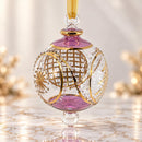 Hand Blown Glass Geometric Globe Ornament, Jeweled Medallion Christmas Ornament, Egyptian Artisan Glass, 14K Gold Accents, Holiday Decor