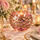Hand Blown Glass Tea Light Holder, Pink & Gold Votive Candle Holder, Egyptian Glass Wedding Centerpiece, Romantic Table Decor