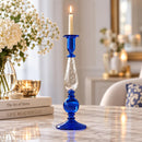 Hand Blown Glass Candlestick Holder, Elegant Taper Candle Holder, Artisan Glass Candle Stand, Wedding Table Decor, Luxury Home Decor