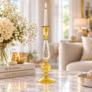 Hand Blown Glass Candlestick Holder, Elegant Taper Candle Holder, Artisan Glass Candle Stand, Wedding Table Decor, Luxury Home Decor