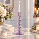 Handmade Glass Taper Candle Holder, Elegant Candlestick Holder, Wedding Table Decor, Dining Table Centerpiece