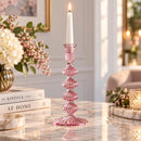 Handmade Glass Taper Candle Holder, Elegant Candlestick Holder, Wedding Table Decor, Dining Table Centerpiece