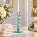 Handmade Glass Taper Candle Holder, Elegant Candlestick Holder, Wedding Table Decor, Dining Table Centerpiece